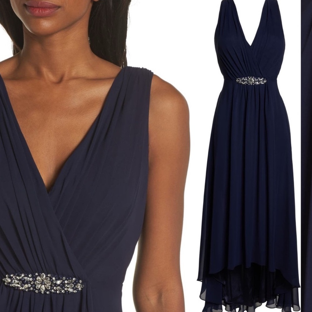Eliza J Crystal Sleeveless dress Navy Blue V-Neck New Size 6 - Picture 4 of 14